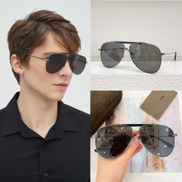 Italian designer glasses Mens aviator sunglasses 1018 shiny metal style with metal T logo decoration 100% UV resistant casual outdoor travel sunglasses