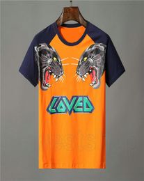 Designer clothing for mens orange Tshirt letter animal tiger wolf print t shirts loved patchwork Colour Tee Casual women tshirts t2233308