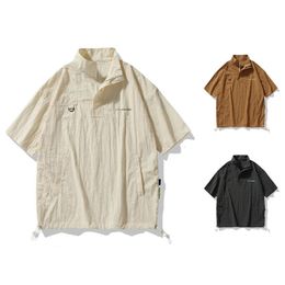 Mens Polo Shirt Loose Fashionable Plus Size Work Shirt Short Sleeve Top Summer 240529