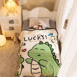 Quilts Quilts Cute Dinosaur kids blanket single layer face towel small blanket coral velvet baby blanket summer nap baby cover up blanket WX5.28