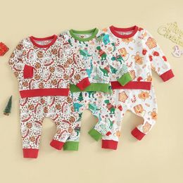 Clothing Sets Toddler Baby Christmas Clothes For Boys Girls Gingerbread/Santa Claus Print Long Sleeve Sweatshirts Pants Xmas Outfits