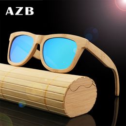 Occhiali da sole polarizzati in legno di bambù AZB Formen e donne con tela di occhiali da sole con telaio retrò ZA78 213D