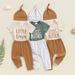 Clothing Sets Goocheer Baby Boys 3Pcs Summer Outfits Short Sleeve Letter Print Romper Pants Hat Set Born Clothes Toddler Costume