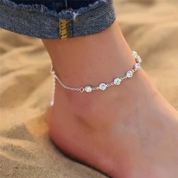 Anklets Fashion Crystal For Women Gold Silver Colour Boho Anklet Strap Bracelet On The Leg Foot Bracelets Bohemian Jewellery 256Z