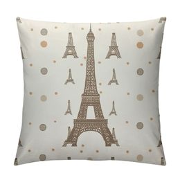 Throw Pillow Cover Red Abstract Eiffel Tower Paris Romantic Architecture Black Building Pillowcase Home Decorative Square Pillow Case Cushion Cover