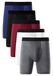 5Pcslot Men Long Leg Boxer Cotton Men Underwear Underpants Boxer Shorts calzoncillos hombre marca European Size S M L XL 2XL 20107808181