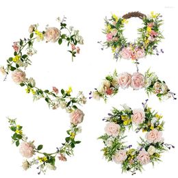 Decorative Flowers Artificial Rose Vine Wedding Hall Party Craft Decoration Arch Simulation Decor Christmas Wreath Decorations