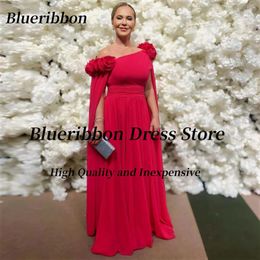 Party Dresses Blueribbon Floor Length Prom Flowers Off Shoulder Flutter Sleeves Evening Dress Mother Of The Bride Wedding Gowns