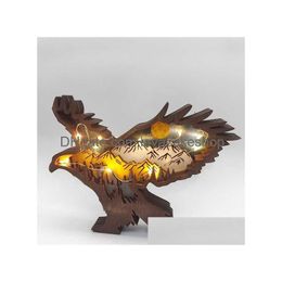 Arts And Crafts Laser Cut Bird Eagle Craft Wood Home Decor Gift Art Forest Animal Scpture Figurine Table Decoration Statues Drop Deliv Dhrww
