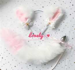 Cute Soft Neko Ears Headbands Faux Fox Tail Metal Butt Anal Plug Erotic Anime Cosplay Accessories Adult Sex Toys for Couples Y20042193856