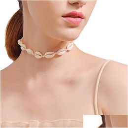 Anhänger Halskette Neue SeaShell Beach Shell Choker Halskette für Frauen Boho handgefertigte Schnur Seilketten Sommerschmuck in Bk Drop Dh4wy Dh4wy