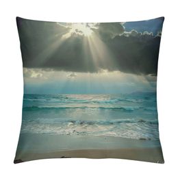 Throw Pillow Cover Dark Beach Nautical Style Holiday Summer Outdoor Ocean Coastal Sandy Sea Theme Decor Lumbar Pillow Case Cushion for Sofa Couch Bed