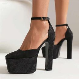 Sandals Spring 2024 Brand Platform Women Sqaure Toe Shoes Fashion 40-43 Chunky Block Heel Ankl 0eb