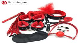 Handcuffs Collar Whip Gag Nipple Clamps BDSM Bondage Rope Erotic Adult For Woman Couples 2107229800368
