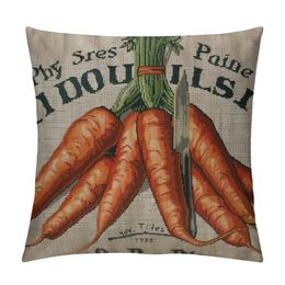 Carrot Pillow Cover Easter Decor Farm Decorative Cushion Case for Sofa Couch Vintage Harvest Decorations Throw Pillowcase