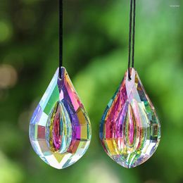 Decorative Figurines 63mm Loquat Crystal Colourful And AB Centre Recess Rainbow Maker Glass Prism Faceted Wind Chime Accessories Home Wedding