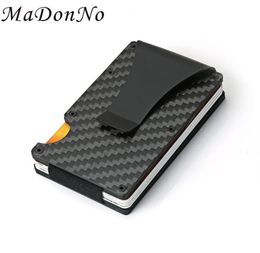 Card Holders Carbon Fiber Rfid Anti Thief Holder Aluminium Metal Magic Minimalist Wallet Men Business ID Bank Cardholder Case Bag9388030