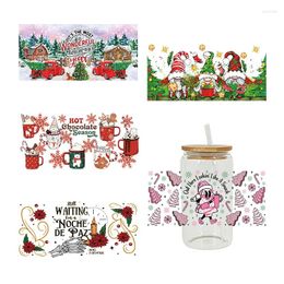 Window Stickers Merry Christmas UV DTF Wrap Transfer Sticker For 16Oz Glass Cup Print Waterproof Diy Easy To Use D9250