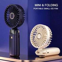 Fans Fans 6000mAh Handheld Mini Fan Foldable Portable Hanging Neck Fans 5 Speed USB Rechargeable Air Cooler Quite Cooling Electric Fan WX5.28
