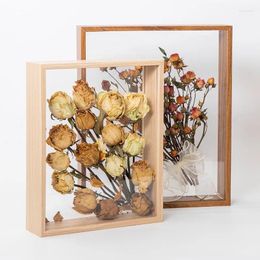 Frames 4cm Deep Transparent Dried Flower Decoration Frame Display Bouquet Case Crafts 3D Picture Shadow Box Table Wooden