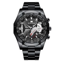 Good Quality Leisure Sport Luminous Pointer Stainless Steel Mens Watch Quartz Watches Calendar Smart Wristwatches VAVAVoom Brand 213S