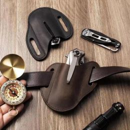 Folding Knives Holster Handmade Leather Pouch Holster With Belt Clip Pocket Knives Holder With Belt Clip Men Leather Organizer