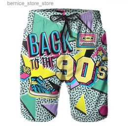 Men's Shorts Vintage 80s 90s Memphis Swim Trunks Men Summer Surf Board Shorts Swimsuit homme 2023 New 3D Printed ropa hombre Cool Short Pants Q240529