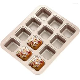 Baking Moulds 12 Cups Cake Mold Square Mini Bread Burger Muffin Non-Stick Cupcake For Household Pan Oven Trays Tools