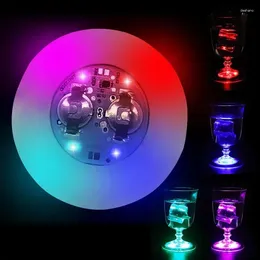 Storage Bottles Light Up Coasters Colourful LED Mug Cup Mat With 7 Colours Pad For Drink Car Accessories Interior Decoration