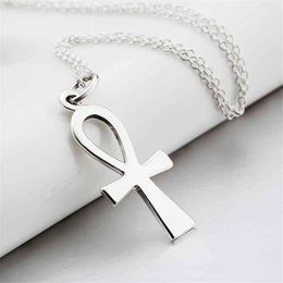 925 Sterling in argento placcato egiziano ankh crollo a ciondolo collane di gioielli di moda Collana Regali di Natale per donne GNX8769 284E