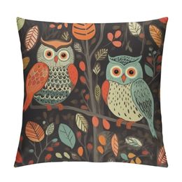 Owl Throw Pillow Cover Couch Pillow Case Square Outdoor Pillow Sofa Bed Lumbar Pillowcase Decorative