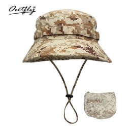 Outfly Digital Camouflage Army Hat Outdoor Camping Men Short Brim Hat Wholesale Sunscreen Bionic Jungle Hat Bucket Hat 240528
