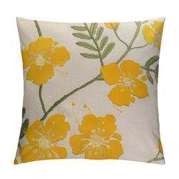 Decorative Pillowcases Yellow Sea Buckthorn Fruit Throw Pillow Covers Farmhouse Pillow Cushion Cases Home Decor Square Floral Pillow Case