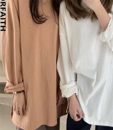 Colorfaith Autumn Trend TShirts Oversized Solid Bottoming Long Sleeve Wild Korean Minimalist Style Tops T601 2203261864235