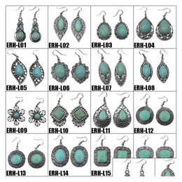 Dangle & Chandelier 30 Styles Bohemian Turquoise Earrings Flower Owl Elephant Turtle Dolphin Butterfly For Women Fashion Drop Deliver Dhwme