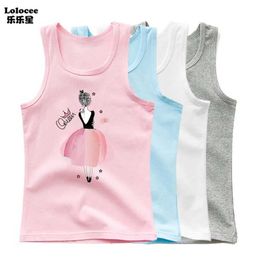 Tank Top T-shirts Kawaii Girls Sleeveless T Shirts Ballet Dance Kids Cartoon Print Vest Dancer Summer Childrens Cotton Tank Tops Fashion Clothes WX5.28