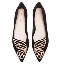 Sophia Webster Lady suede Leather Dress Shoes Butterfly Wings Embroidery Sharp Flat Shallow Women039s Single Shoes Size 343832027