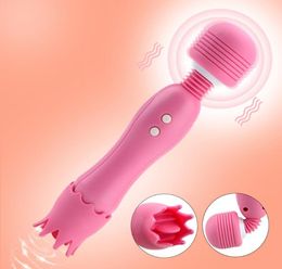 Vibrators Tongue Licking Clit Nipple G Spot Massager Clitoris Stimulator Sex Toys For Women Powerful Magic Wand AV Vibrator3976731