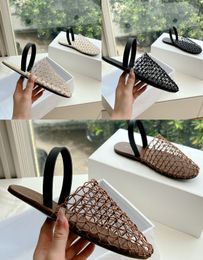 Designer the row shoe sandal woman Slippers rubber flat shoe Mara Flat sandal Pool Slide for women Crochet Platform Slides womens heels mule dhgate with box size35-40