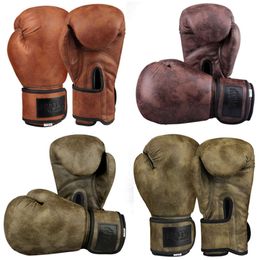 GINGPAI High Quality Adult Men and Women Boxing Pu Leather Retro Gloves MMA Muay Thai Sanda Equipment 8 10 12oz L2405