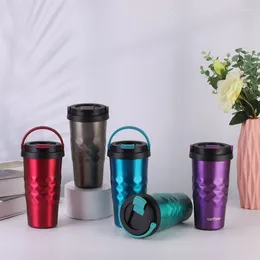 Water Bottles Summer Light And Simple Coffee Insulation Cup Handheld Stainless Steel High Appearance With Diamond Pattern Car