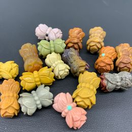 20mm Natural Alashan Agate Rainbow Color Stone lotus flower Beads for Jewelry Making