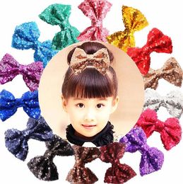 Sparkly Glitter Hair Bows with Clipfor Baby Girls Solid Ballerina Hairpin Children Barrettes Hair Accessories