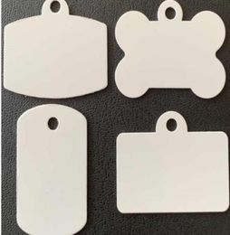 100pcs Tags Sublimation DIY Blank White Aluminium Double Sided Square Pet Dog tag ID Card Mix Style8367652