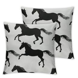 Body Pillow Covers,Cartoon Black Horse Silhouettes Animal White Background Decorative Pillow Cover Pillow Case Cushion Cover for Bed Sofa Couch Home Decor 2pc
