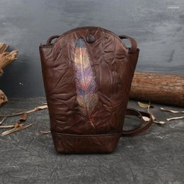 Shoulder Bags YourSeason Ladies Bucket 2024 Women Mini Vintage Cowhide Messenger Bag Genuine Leather