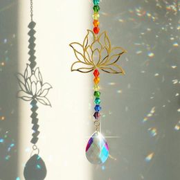 Decorative Figurines Lotus Sun Catcher Rainbow Suncatcher Car Charm Chakra Hanging Crystals Stained Glass Prism Catchers Window Garden