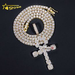 Soild Diamond Trendy Jewelry Custom Hip Hop Necklace 10K Real Gold VVS Moissanite Cross Pendant For Men Women