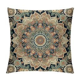 Boho Vintage Throw Pillow Cover Carpet Pattern Antique Ethnic Decorative Orange Pillow Cases Home Decor Rectangle Pillowcase