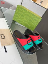 Designer Luxury Signature Stripe Slide Sandals Rubber Slides Platform Slides Sandals New Sandal With Box
